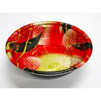 デンカポリマー スープ・麺容器　E-52浅本体 夢雲赤/黒　600枚(50枚×12) 38833（直送品）