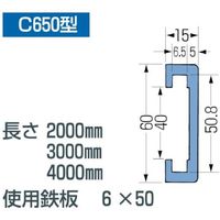 作新工業 SAXIN ガイドレール C650型レール 4000mm C650-4000 1本 365-7853（直送品）