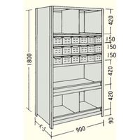 日本ファイリング NF 引出し付軽量物品棚W900D450H1200F8 LA43S-78 1台