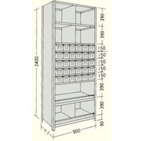 日本ファイリング NF 引出し付軽量物品棚W900D300H1200F8 LA43K-78 1台