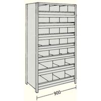 日本ファイリング NF 縦仕切・前当り付軽量物品棚W900D300H1800F8 LA63K-58B 1台 135-8652（直送品）