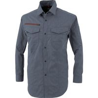 ジーベック XEBEC 長袖シャツ1753ー116ーL 杢ブルー 1753-116-L 1着 384-1786（直送品）