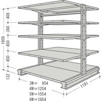 日本ファイリング NF キャンチラック複式1連W1854D1191H1800F5 CR66L-W5 1台 135-7097（直送品）