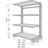 日本ファイリング NF キャンチラック単式増結1連W1254D720H2100F4 CR74L-S4B 1台 136-3446（直送品）
