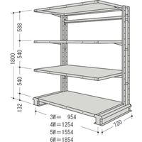日本ファイリング NF キャンチラック単式1連W1254D720H1800F4 CR64L-S4 1台 136-1836（直送品）