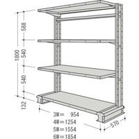 NF スチール製軽中量ボルトレス棚 キャンチラック単式1連 間口1554×奥行570×高さ1800mm 階段数4段 CR65S-S4 1台（直送品）