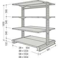 日本ファイリング NF キャンチラック複式1連W1854D891H1800F4 CR66S-W4 1台 135-8689（直送品）