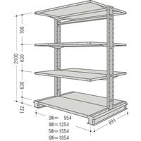 日本ファイリング NF キャンチラック複式1連W1254D891H2100F4 CR74S-W4 1台 136-0292（直送品）