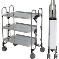 トクヤマ ステンレス 折りたたみ式ワゴン サイド表示仕様 FEAM-S-3 1台 176-9486（直送品）