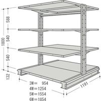 日本ファイリング NF キャンチラック複式1連W1254D1191H1800F4 CR64L-W4 1台 136-1854（直送品）