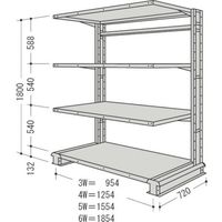 日本ファイリング NF キャンチラック単式1連W1554D720H1800F4 CR65L-S4 1台 135-3906（直送品）
