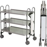 トクヤマ ステンレス 折りたたみ式ワゴン サイド表示仕様 FEAW-S-3 1台 176-8978（直送品）