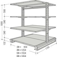 日本ファイリング NF キャンチラック複式1連W1854D1191H1800F4 CR66L-W4 1台 136-0227（直送品）