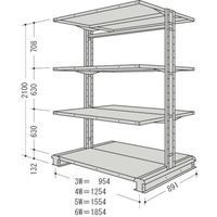 日本ファイリング NF キャンチラック複式増結1連W954D891H2100F4 CR73S-W4B 1台 135-7115（直送品）