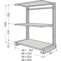 日本ファイリング NF キャンチラック単式1連W1254D720H1800F3 CR64L-S3 1台 135-2321（直送品）