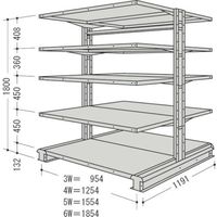 NF スチール製軽中量ボルトレス棚 キャンチラック複式増結1連 間口1554 
