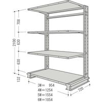 NF スチール製軽中量ボルトレス棚 キャンチラック単式1連 間口1854×奥行720×高さ2100mm 4段 150kg CR76L-S4（直送品）