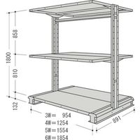 日本ファイリング NF キャンチラック複式1連W954D891H1800F3 CR63S-W3 1台 136-3352（直送品）