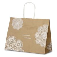 ベルベ 紙袋 1661 自動紐手提袋 T-6S レースィ(白) 200枚(50枚×4) 1ケース(200枚入(50枚×4袋))（直送品）