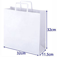 平紐クラフト紙手提袋薄型エコノミー320×320×115 白 1袋（50枚入）  オリジナル（わけあり品）
