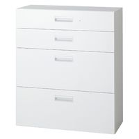 【組立設置込】【横連結必要】プラス L6 ラテラル 4段 下置き用 鍵付 幅900×奥行450×高さ1050mm ホワイト 【要ベース】（直送品）