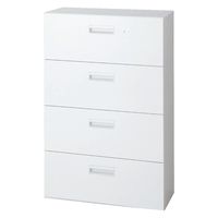 【組立設置込】【横連結必要】プラス L6 ラテラル 4段 下置き用 鍵付 幅800×奥行450×高さ1210mm ホワイト 【要ベース】（直送品）