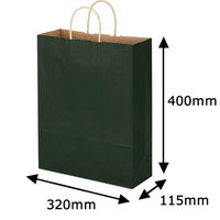 手提げ紙袋　丸紐　ベーシックカラー　深緑　L　1袋（50枚入）　スーパーバッグ  オリジナル（わけあり品）