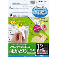 コクヨ　カラーレーザー＆インクジェット用はかどりラベル　KPC-E112-100N　12面　四辺余白付角丸　1袋（100シート入）（わけあり品）