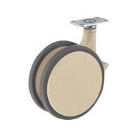 ハンマーキャスター ハンマー 双輪平付け旋回式ウレタン車輪 100mm ストッパー付 ライトブラウン 700P-FA2100 1個（直送品）