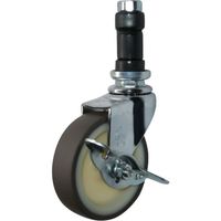 ハンマーキャスター ハンマー パイプ差込み旋回式ウレタン車輪(ナイロンホイル)65mm φ25用 ストッパー付 4153EN-UR65 1個（直送品）