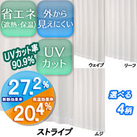 ユニベール ミラーレースカーテンライリー ストライプ ホワイト 幅100×丈198cm 2枚組 1セット（レースカーテン2枚）（直送品）