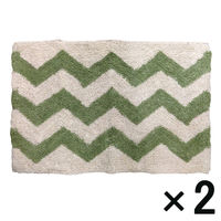 【アウトレット】フロアマット ジグザグ グリーン 68281 1セット（2枚） 不二貿易
