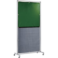 吉野 遮光火花兼用衝立(グリーン×A種シート)1×2 単体キャスター YS-12SC-G-BW 1台 831-5236（直送品）