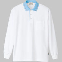 明石スクールユニフォームカンパニー 長袖ポロシャツ UZT296EA ホワイト×サックス M 1着（直送品）