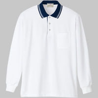 明石スクールユニフォームカンパニー 長袖ポロシャツ UZT296EA ホワイト×ネイビー L 1着（直送品）