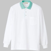 明石スクールユニフォームカンパニー 長袖ポロシャツ UZT296EA ホワイト×グリーン L 1着（直送品）