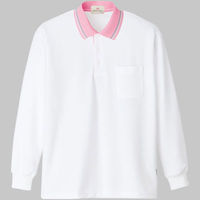 明石スクールユニフォームカンパニー 長袖ポロシャツ UZT296EA ホワイト×ピンク M 1着（直送品）
