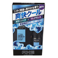 【ワゴンセール】【セール品】AXE（アックス） フレグランス ボディスプレー（60g）＆ボディソープ（400g） お試し容量ポンプ アイスデザイン ユニリーバ