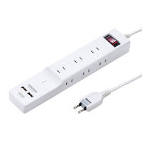 サンワサプライ　電源タップ　USB充電ポート付便利タップ　2P式/9個口/2m/USB×2ポート付/一括集中スイッチ　TAP-B103U-2W 1個（直送品）