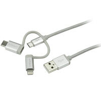 lightning/USB-C/Micro-Bケーブル　1m　LTCUB1MGR　1個　StarTech.com（直送品）