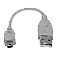ミニUSBケーブル　15cm　オスオス　A - Mini-B　USB2HABM6IN　1個　StarTech.com（直送品）