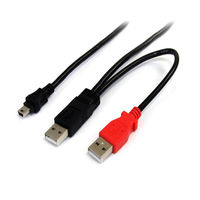 Startech.com 1.8m USB Y字給電ケーブル(USB A - mini B) USB2HABMY6 1個