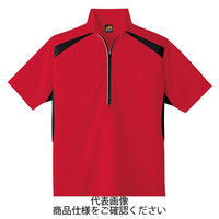 コーコス信岡 吸汗速乾 半袖ハーフジップ レッド(ブラック) S AS-577-20-S 1セット(5枚)（直送品）