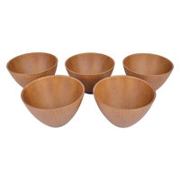 木目スープボウル 樹脂製 ライトブラウン5個セット 1セット（5個）電子レンジ・食器洗浄機使用可能（耐熱140℃）