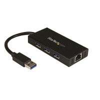 3ポートUSB 3.0ハブ GbE対応有線LANアダプタ内蔵　ST3300GU3B　1個　StarTech.com（直送品）