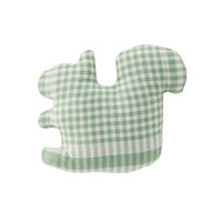 【アウトレット】無印良品 オーガニックコットンフランネルチェック ミニ動物クッション りす ライトグリーン 1個