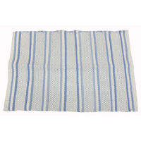 萩原 インド綿マット スクリーム ブルー 約45×65cm 1枚（直送品）