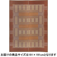 萩原 国産い草センターラグ（裏貼り） オリエンタル ブラウン 約191×191cm 1枚（直送品）