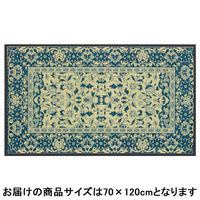 萩原 い草玄関マット（裏貼り） コンチェルト ブルー 約70×120cm 1枚（直送品）
