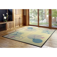 萩原 い草センターラグ（裏貼り） 涼水（りょうすい） BL ブルー 約230×330cm 1枚（直送品）